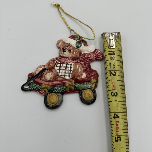 Lot of 2 Fitz & Floyd Christmas Ornament Stocking Horse 2002 & Teddy Wagon 1992 - Picture 11 of 12